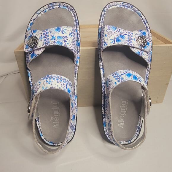 Alegria- Women's Vienna Blue Flower Strap Sandals- size 38 - US size 8 - Picture 5 of 7
